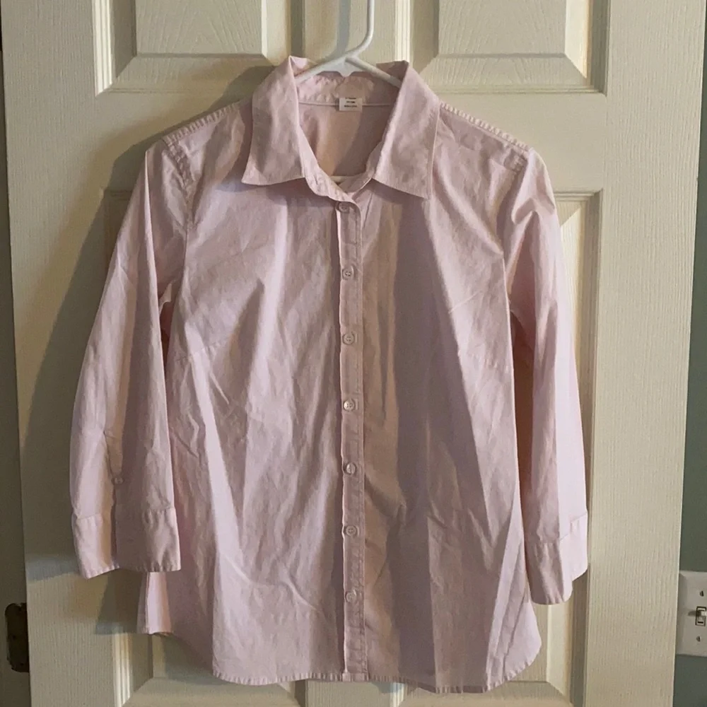 J Crew lt pink 3/4 sleeve button down, size large - Picture 1 of 3